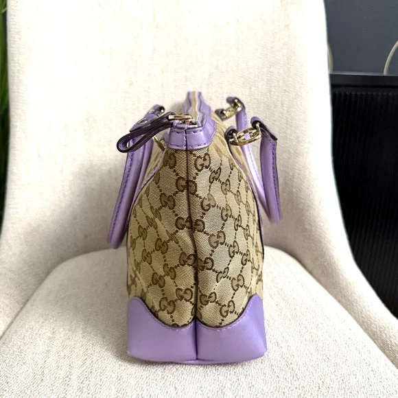 Authentic Gucci tote bag brown monogram canvas purple leather - Picture 9 of 16